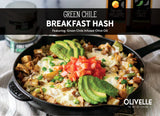 Green Chili Breakfast Hash made with Olivelle Green Chile Infused Olive Oil, Chipotle Lime Rub, and Pineapple Habanero White Barrel Aged Balsamic, topped with eggs, avocado, and green onions