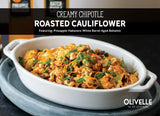 Creamy chipotle roasted cauliflower topped with green onions, cashews, and fresh habanero slices