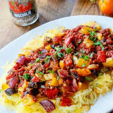 Spaghetti Squash Ratatouille made with Olivelle Caramelized Garlic Infused Olive Oil and Miscuglio Italian Dried Herb Blend