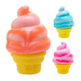 Set of colorful ice cream cone toys on a white background