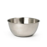 Stainless steel mixing bowl on a white background