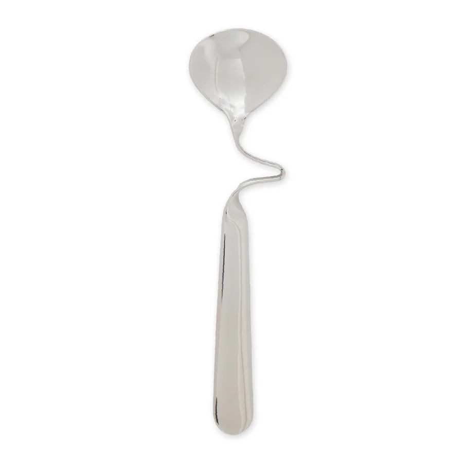 Silver spoon on a white background