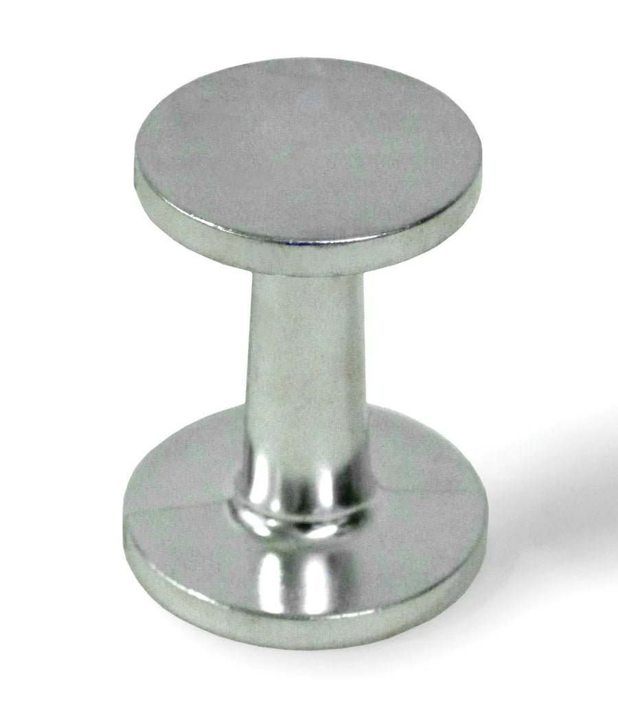 Metallic cylindrical object on a white background
