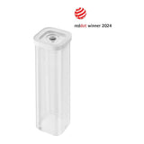 Single Pantry Storage Container that vacuum seals with Reddot winner 1024 emblem on white backgroung. 