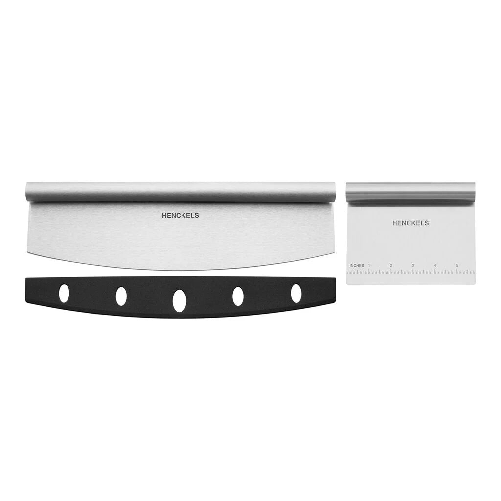 Set of Henckels knives on a white background