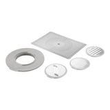 Set of graters that fit on bowl with a  kitchen counter working on a white background