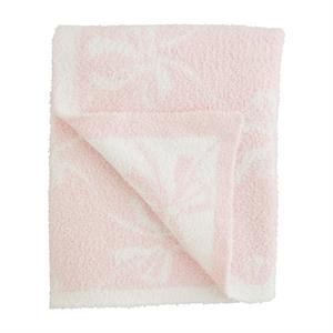 Pink and white checkered towel on a white background