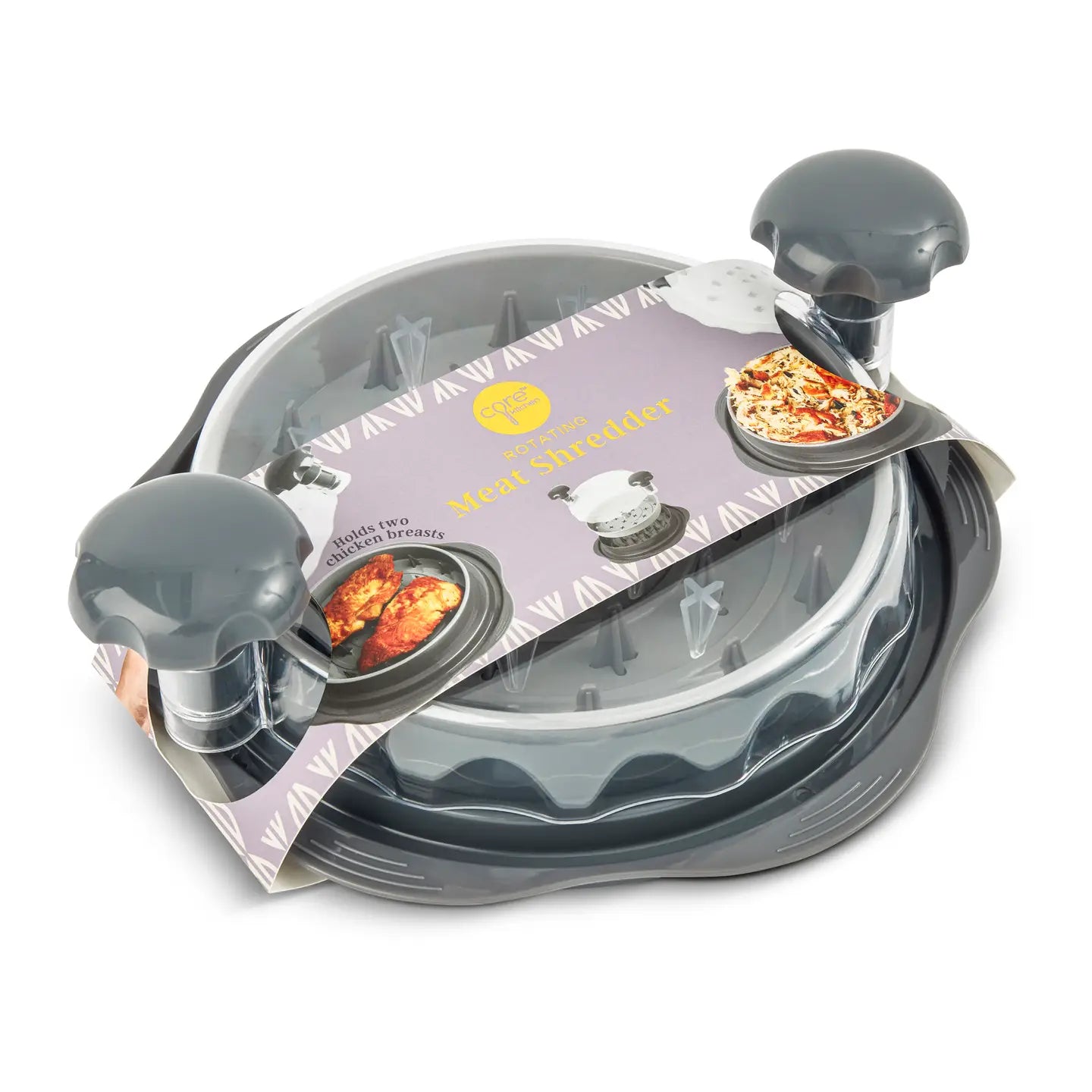 Round pizza maker with two pizzas on a white background