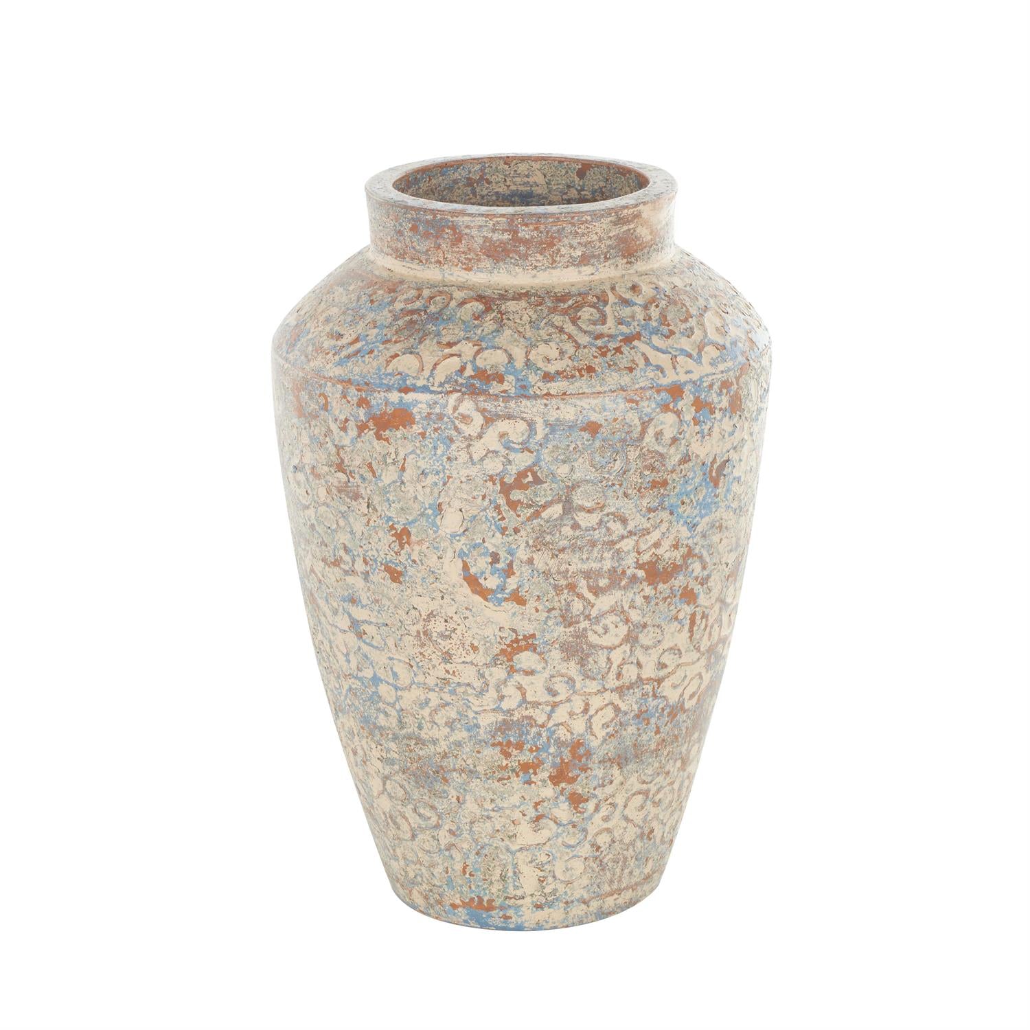 Decorative vase with intricate patterns on a white background