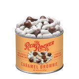 Caramel brownie candy mix in a Red Rocker can on a white background