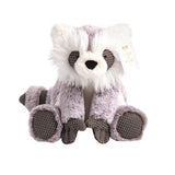 Plush toy raccoon on a white background