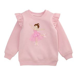 Pink sweatshirt with a ballerina design on a white background
