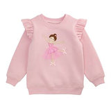 Pink sweatshirt with a ballerina design on a white background