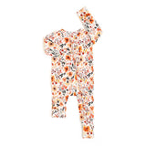 Floral-patterned baby onesie on a white background