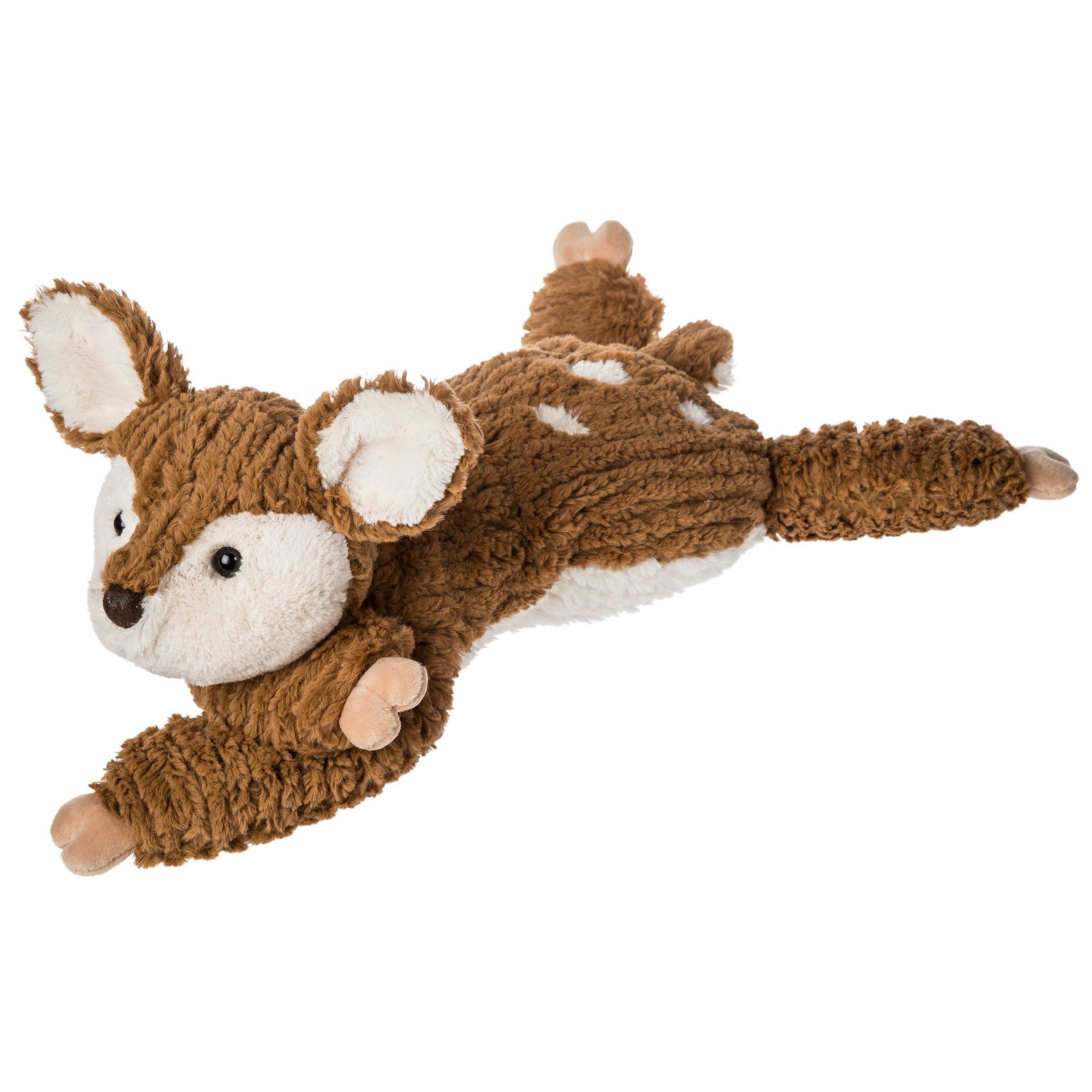 Plush toy shaped like a flying deer on a white background