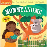 Children's board book cover titled 'Mommy and Me' by Stella Hong, featuring a colorful illustration of a woman holding a baby under a tree with a koala, on a yellow background.