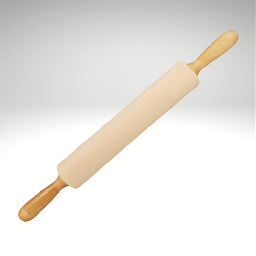 Wooden rolling pin on a white background