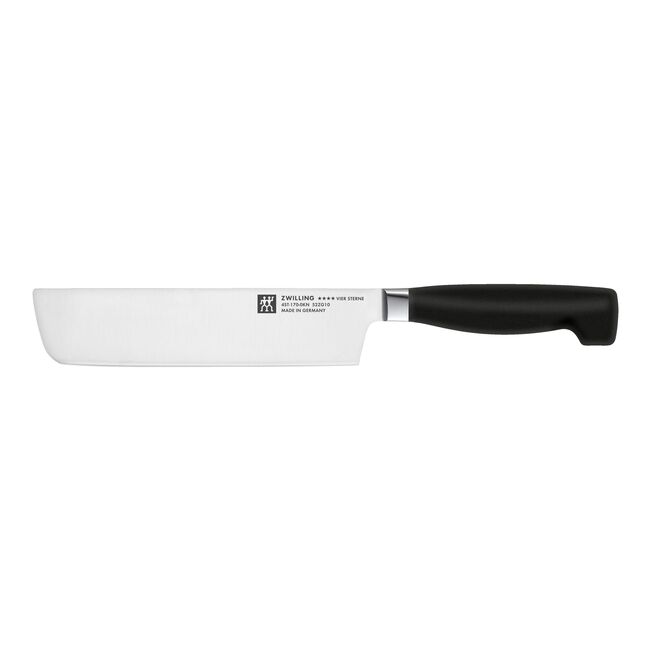 A Wüsthof kitchen knife with a silver stainless steel blade and a black handle, shown horizontally against a plain white background.