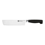 A Wüsthof kitchen knife with a silver stainless steel blade and a black handle, shown horizontally against a plain white background.