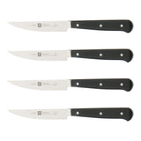 FourZWILLING knives with black handles on a white background