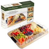 Totally Bamboo cutting and serving board with food on a white background