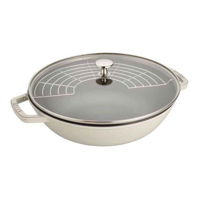 Cast Iron  cookware with a lid on a white background