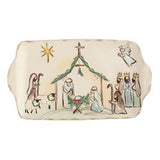 Decorative plate with a nativity scene illustration on a white background