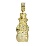 A small snowman figurine in a metallic gold finish with a matching gold top piece, shown against a plain white background.