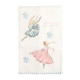 Notepad with ballerina illustrations and snowflakes on a white background