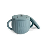 Blue children's cup with lid on a white background