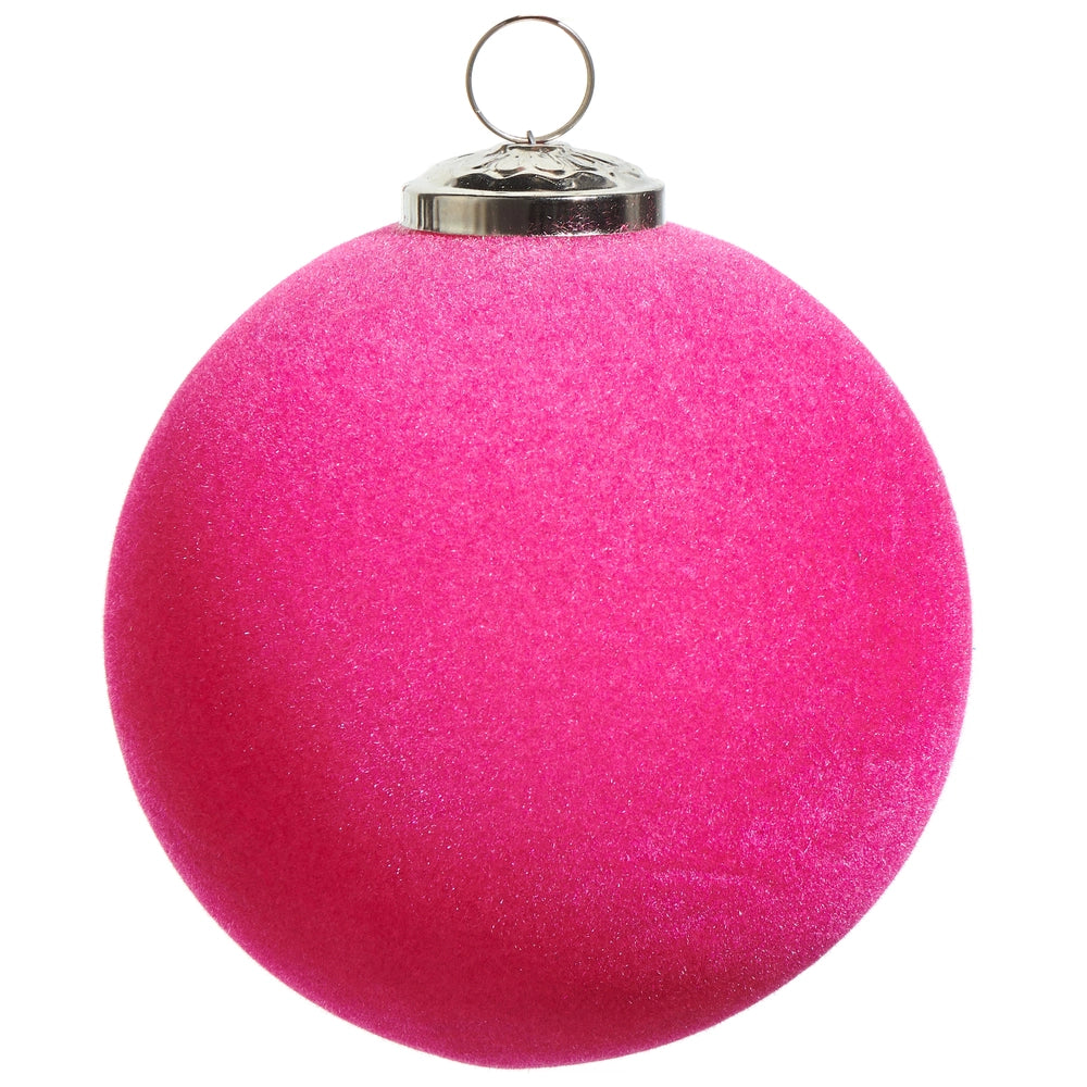 Pink Flocked Ball Orn