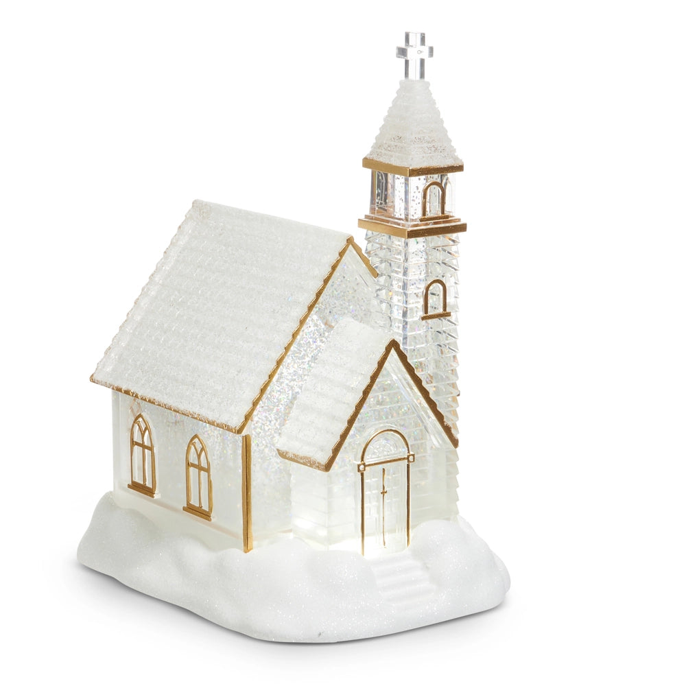 Lighted Glitter Water Church
