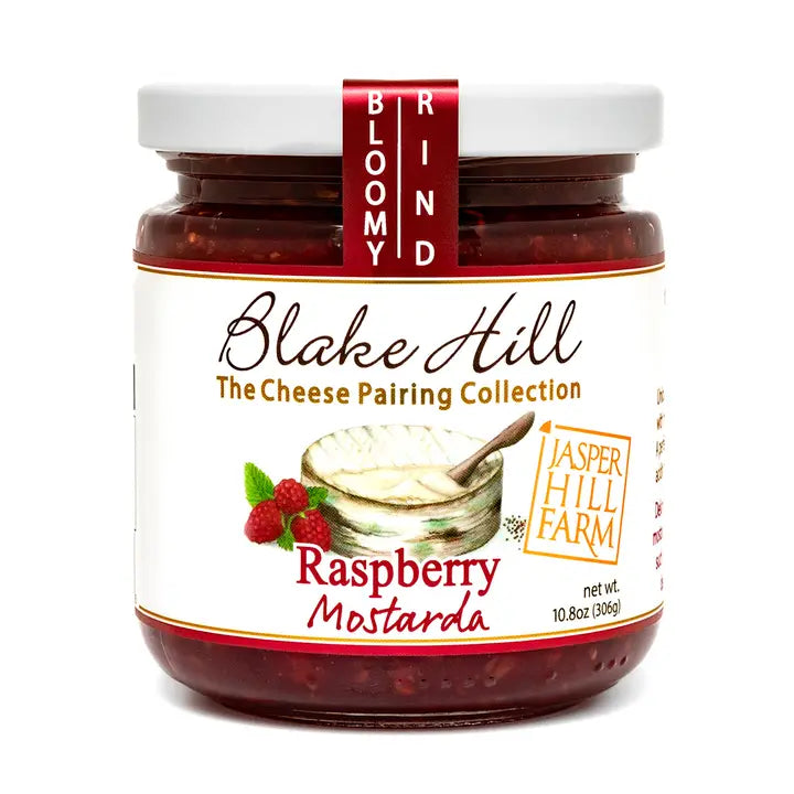 Jar of Blake Hill Raspberry Mustarda on a white background