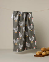 kitchen tea towel with chickens on it