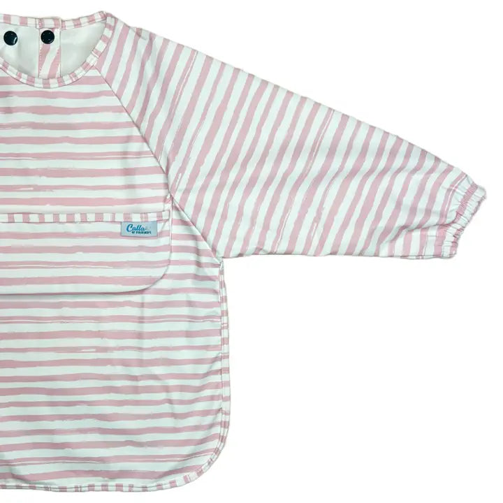 Pink and white striped long-sleeve shirt on a white background