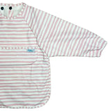 Pink and white striped long-sleeve shirt on a white background