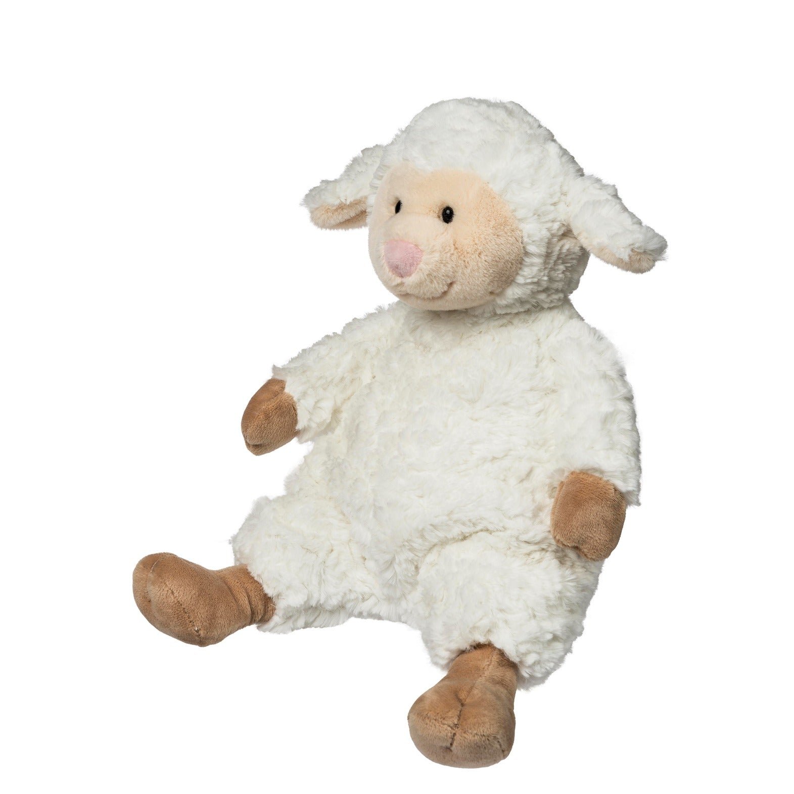 Plush toy sheep on a white background