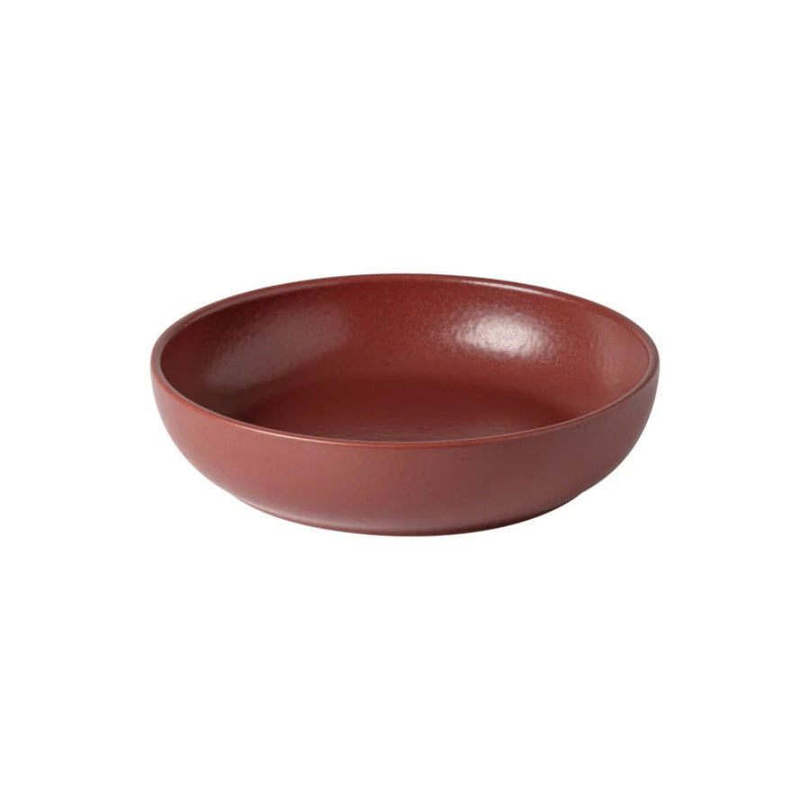Red ceramic bowl on a white background