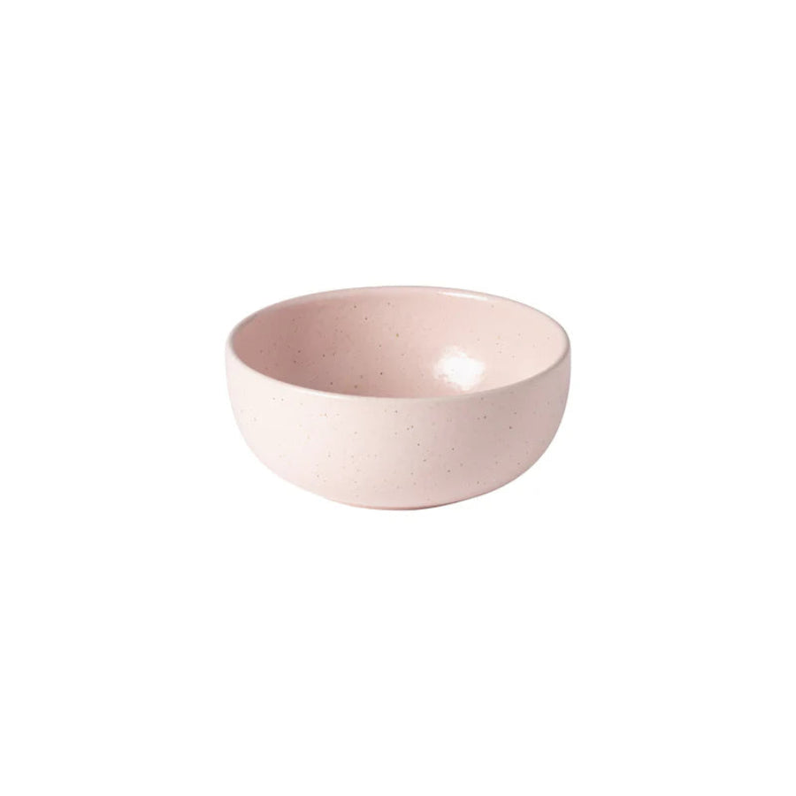 Pink ceramic bowl on a white background