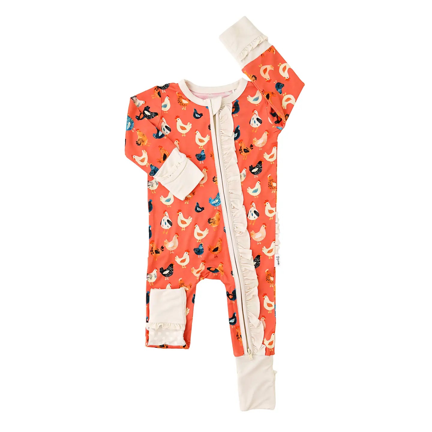 Baby onesie with animal pattern on a white background