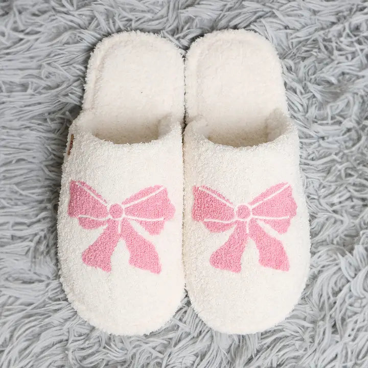Pink  Bow Slippers