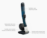 Dish brush with features highlighted on a white background