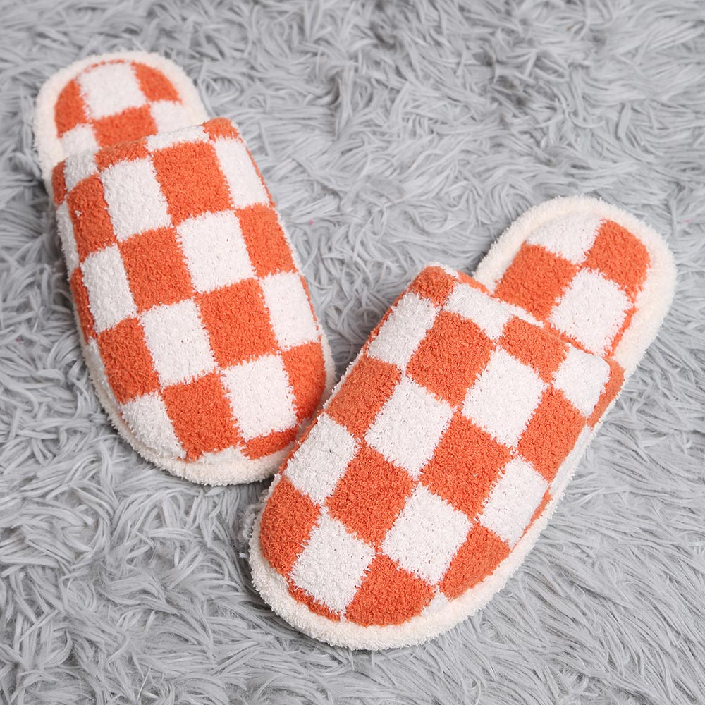Orange Checkered Slippers