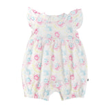 Floral baby romper on a white background