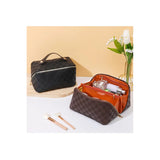 Vegan Leather Check Makeup Bag