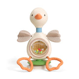 Toy duck with a rattle inside on a white background