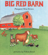 Book cover of 'Big Red Barn' with a red barn, animals, and a clear sky.