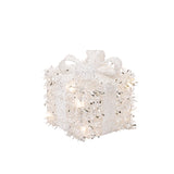 Decorative white lighted box with a white background