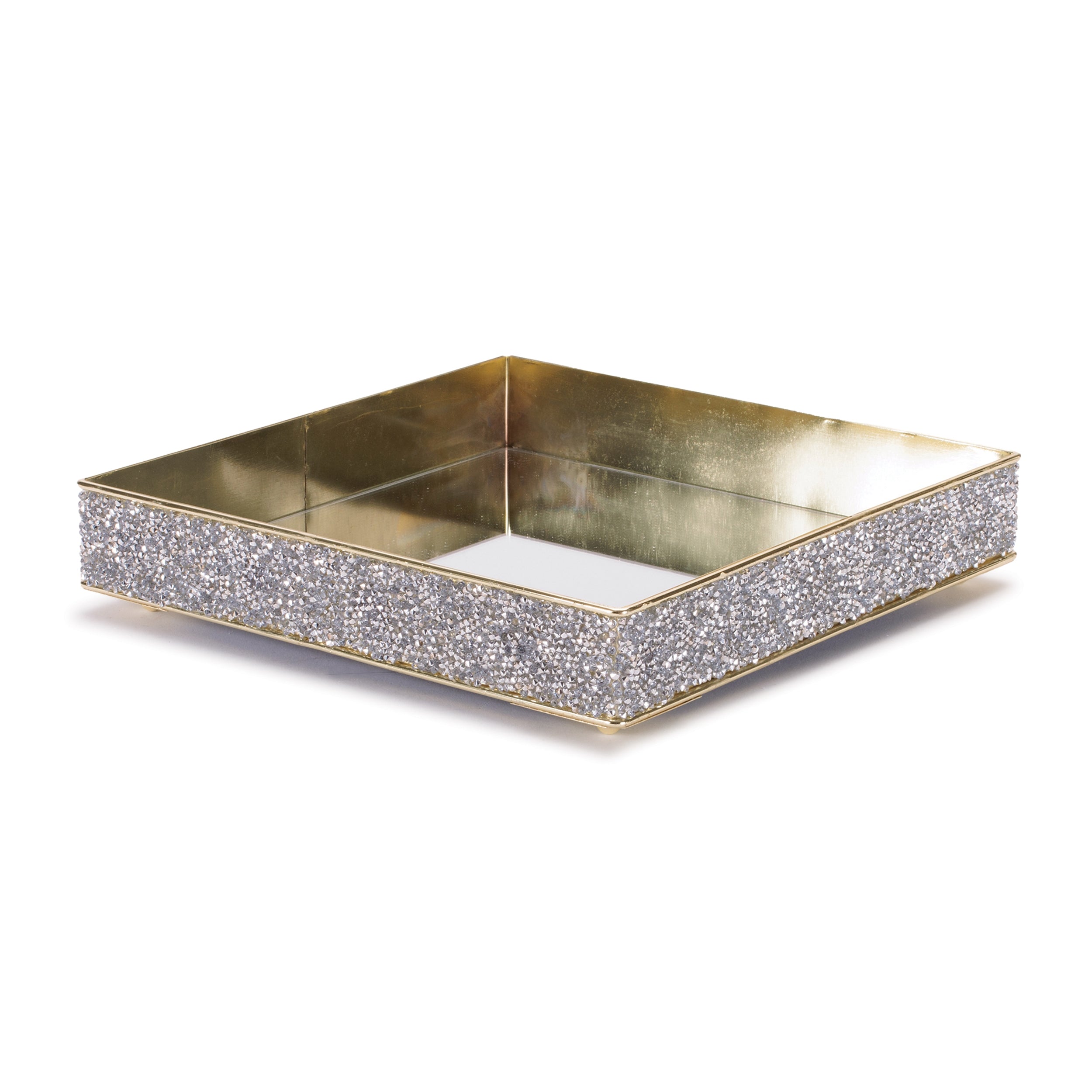 Decorative tray with glittery边缘 on a white background