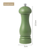 Green pepper mill with dimensions on a white background